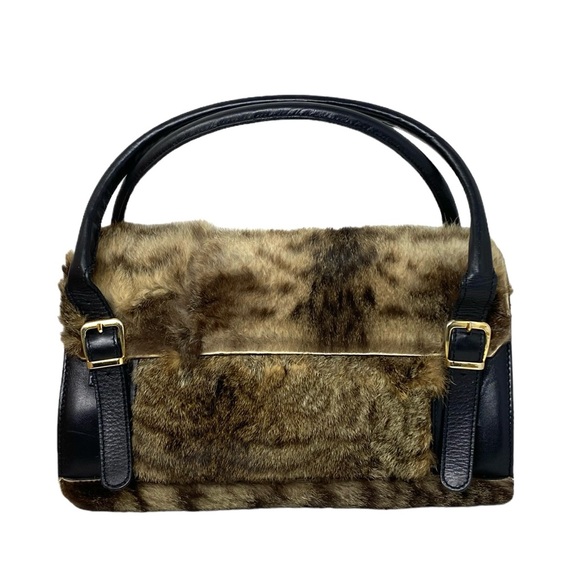 Fellini Real Fur Women’s Bag Purse Brown ALSU00162 - Picture 2 of 5